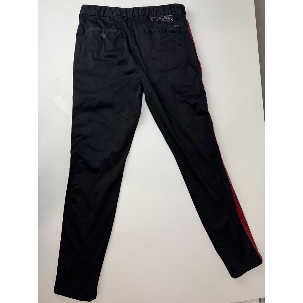 Guess G by Guess Black Skinny Pants Trousers Red Side Stripe Y2K Moto Punk 30*32 - Picture 2 of 10